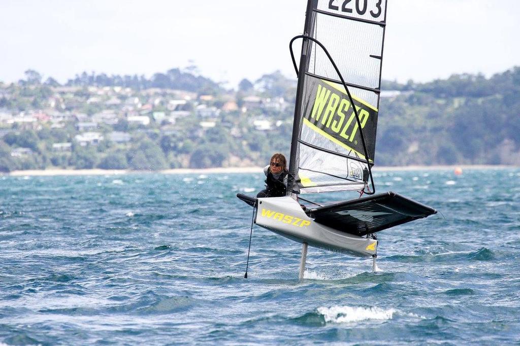 Foiling Gybe Completed by Fran 4th Youth and suffered gear breakage on first day hampering his result  © John Adair